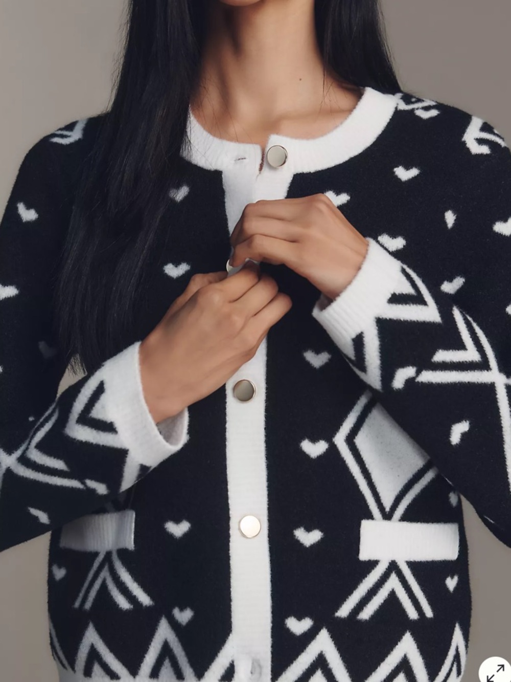Anthropologie NVLT Argyle Knit Lady Jacket Heart Cardigan - Picture 3 of 3